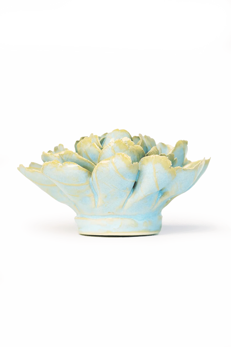 Robin's Egg Blue Marigold ceramic flower