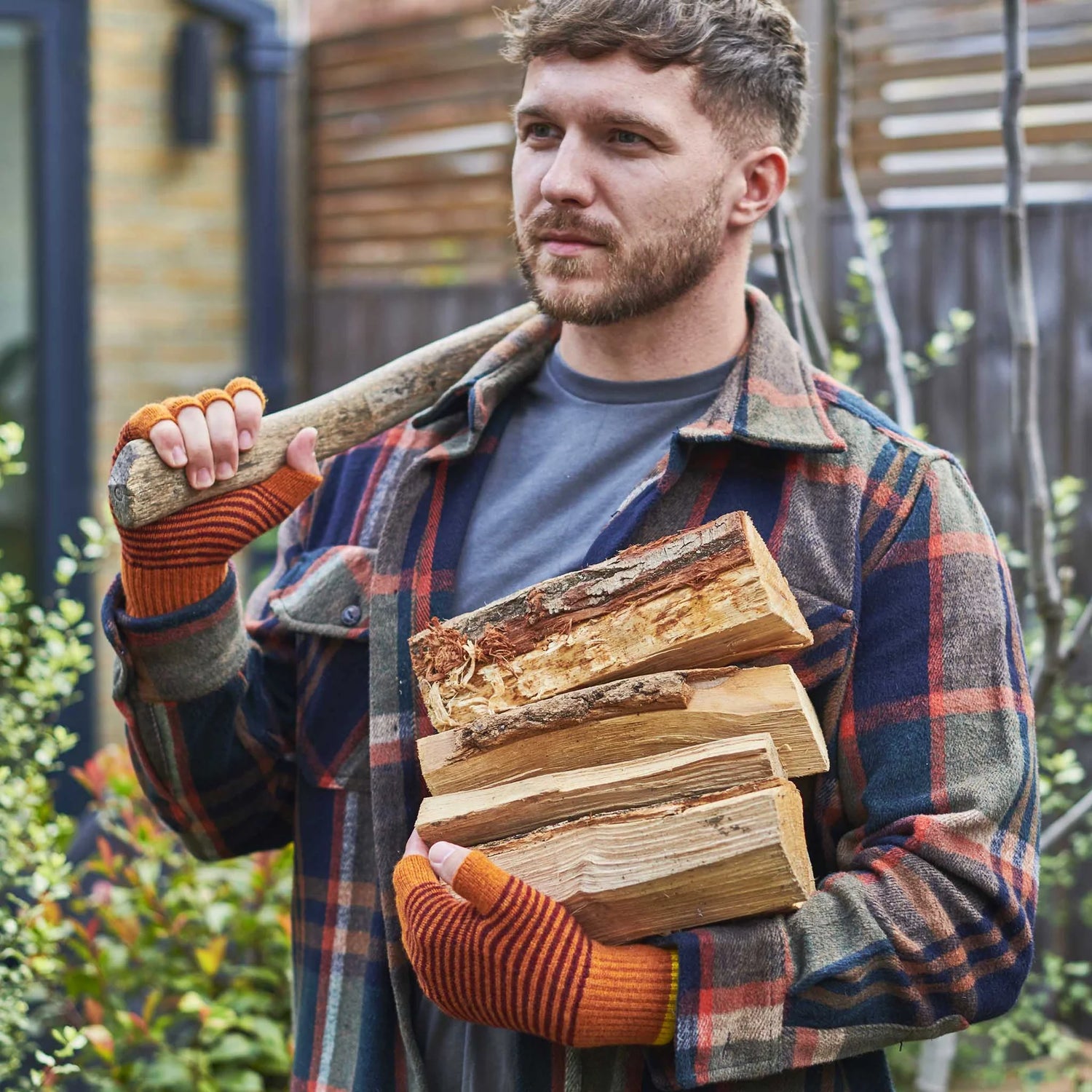 Lambswool fingerless gloves