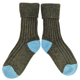 Recycled lambswool & silk blend socks (green)