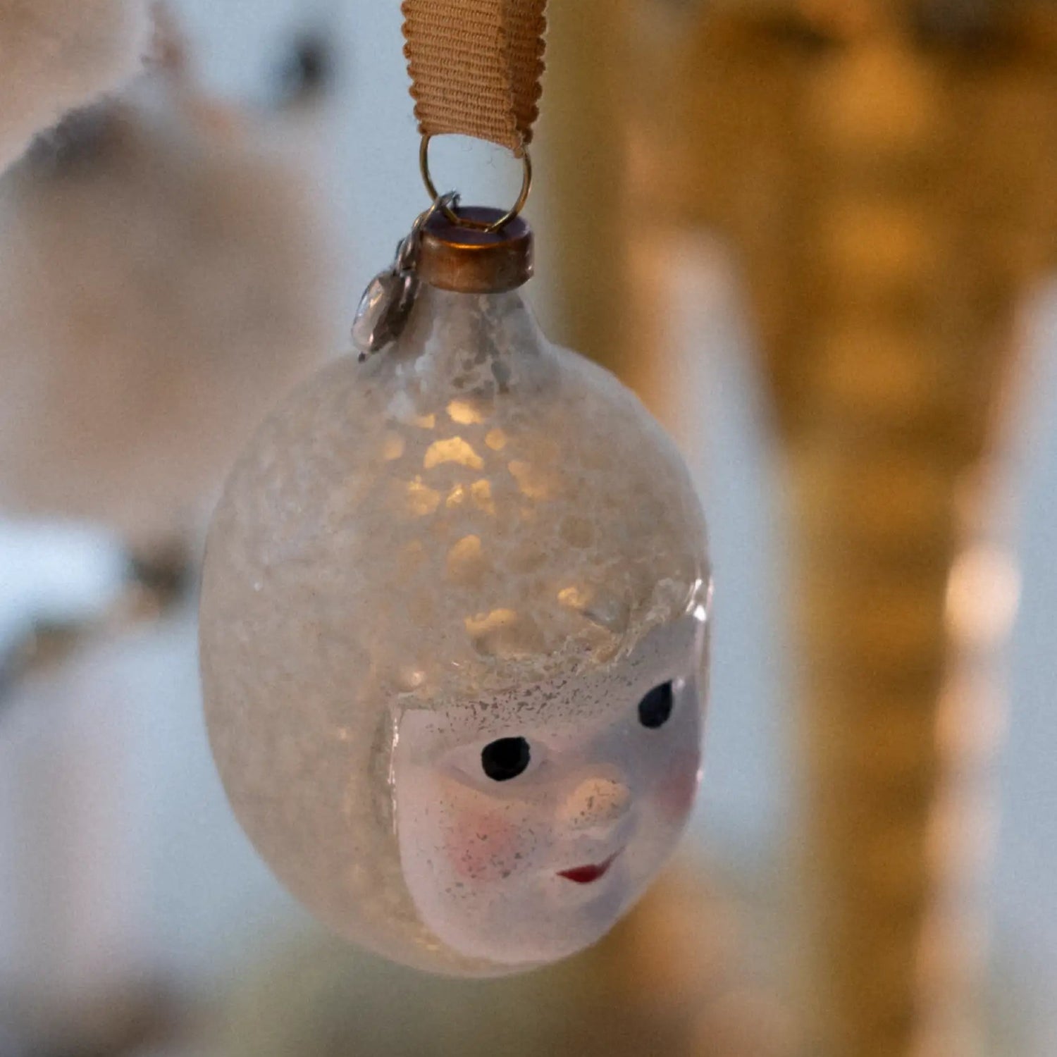 Glass baby angel head ornament