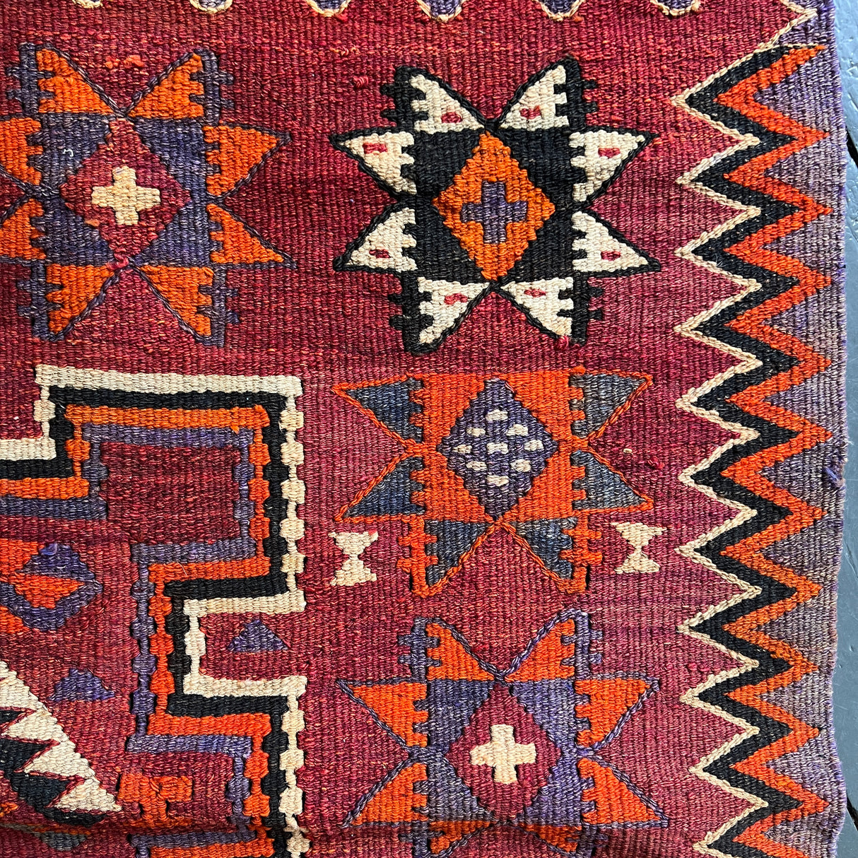 Fringed vintage rug