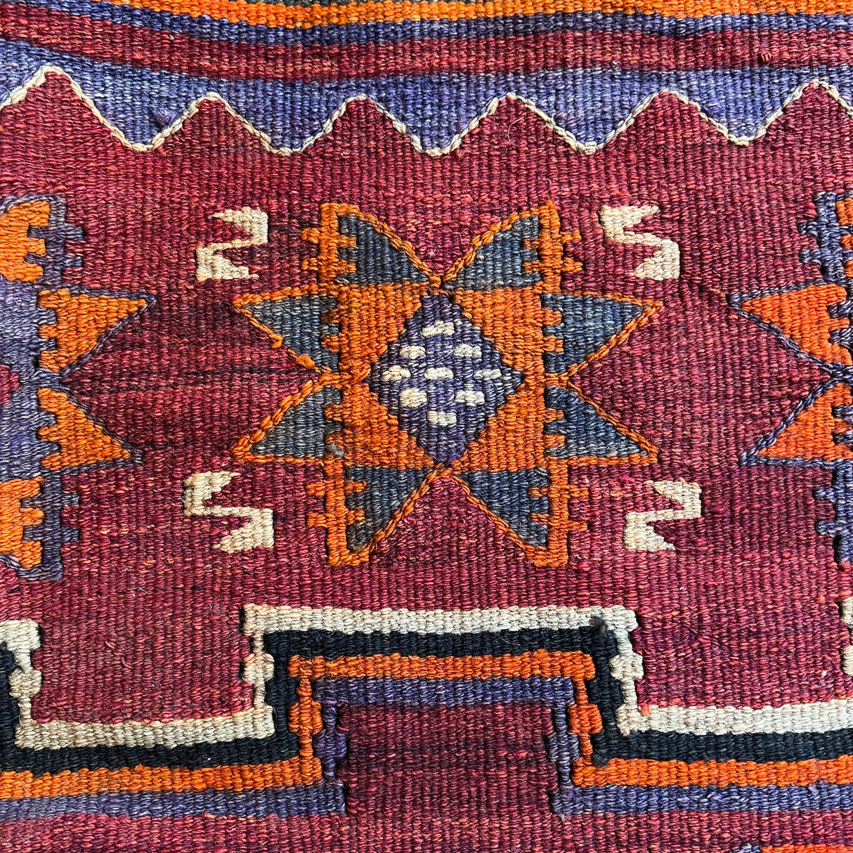 Fringed vintage rug