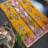 Yellow Beni Ourain wool rug