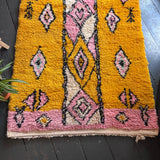 Yellow Beni Ourain wool rug