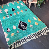 Green Beni Ourain wool rug