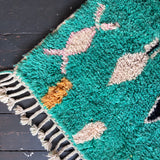 Green Beni Ourain wool rug