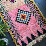 Pink Beni Ourain wool runner