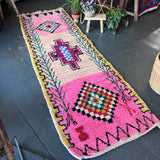 Pink Beni Ourain wool runner
