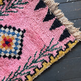 Pink Beni Ourain wool runner