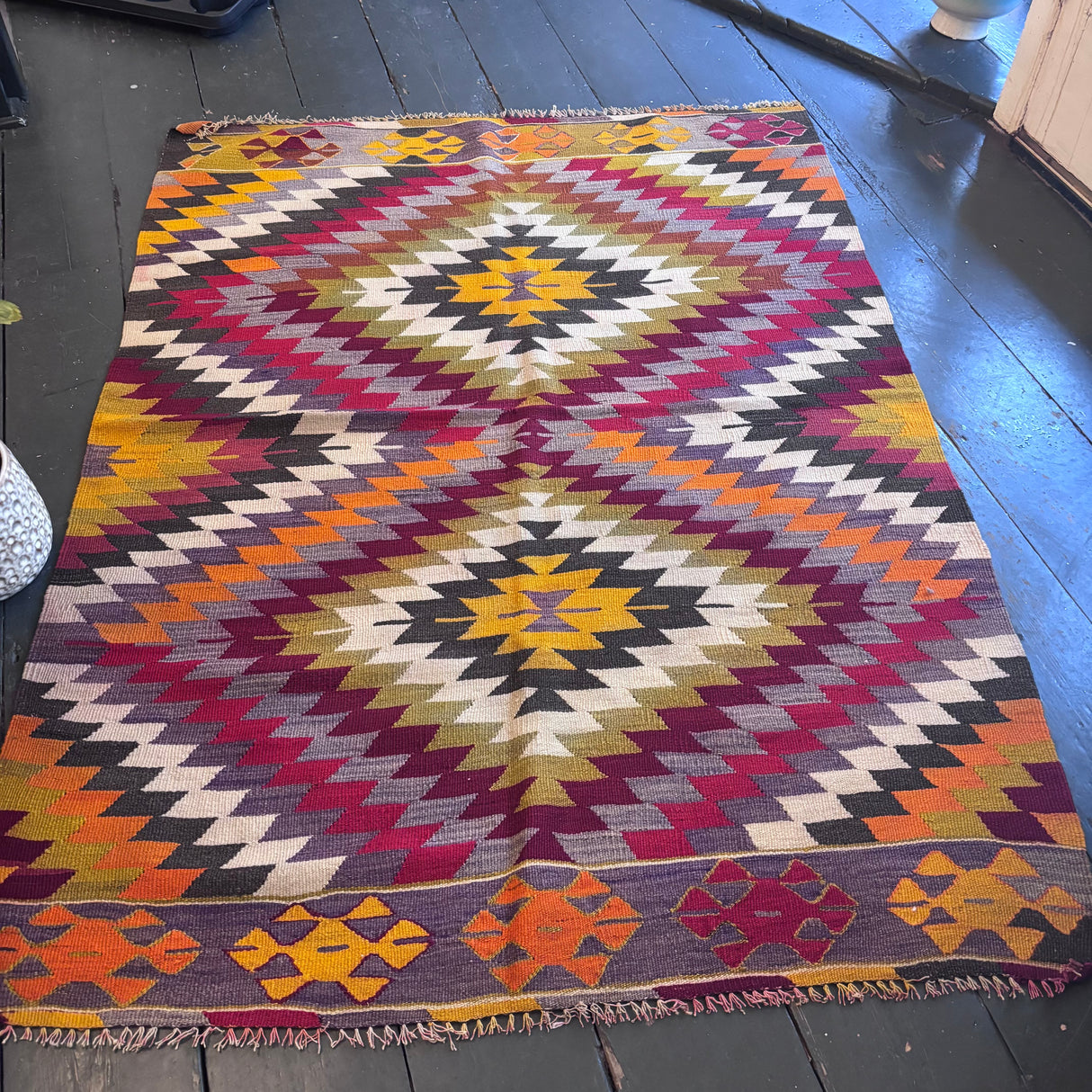 Diamond pattern Turkish kilim