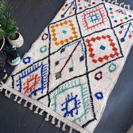 Patterned Beni Ourain wool rug