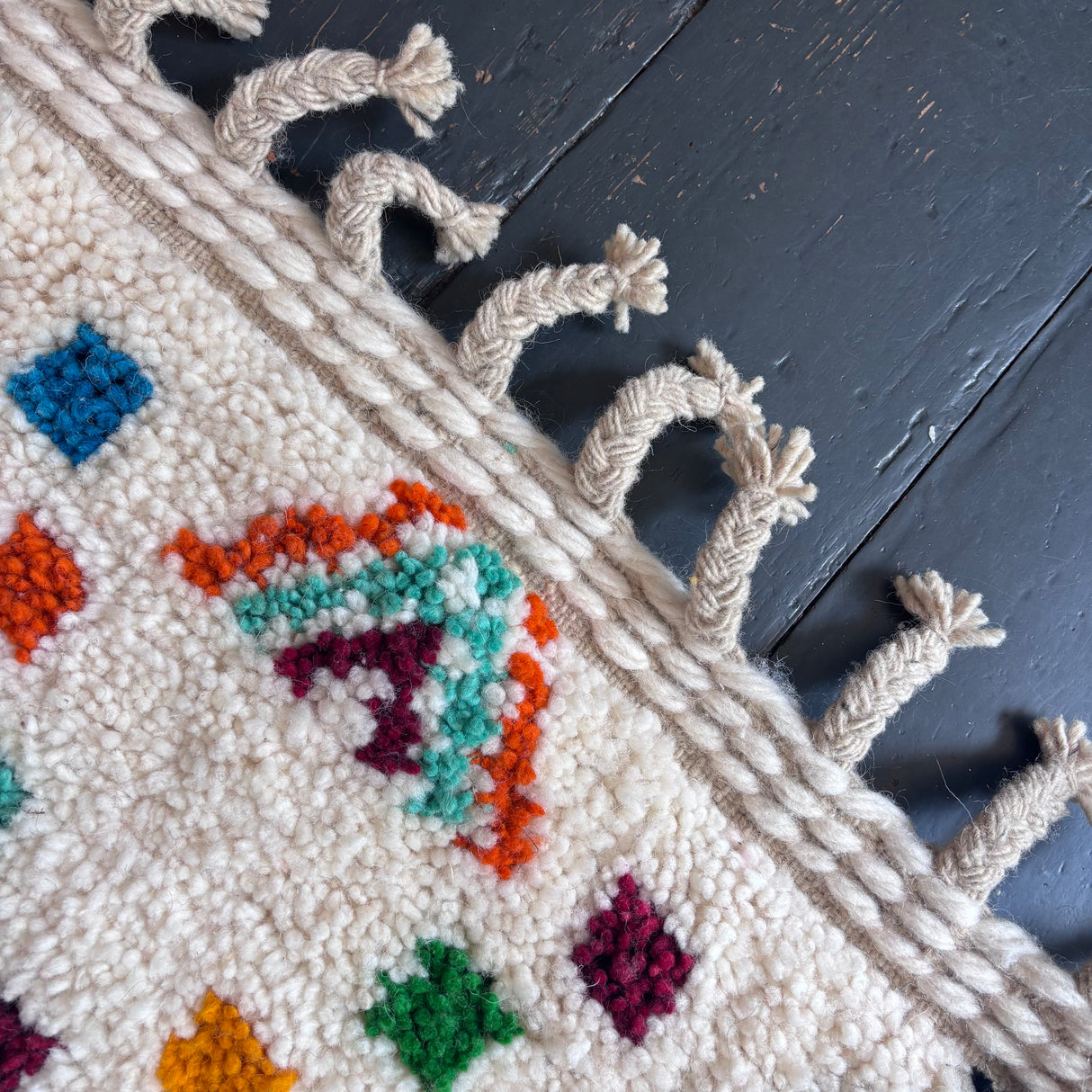 Patterned Beni Ourain wool rug