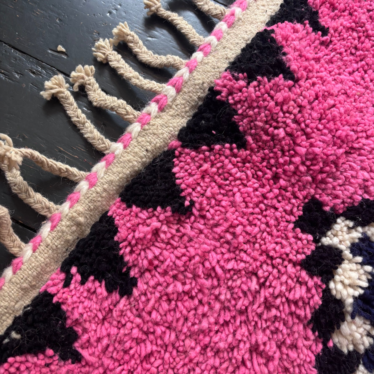 Pink Beni Ourain wool rug
