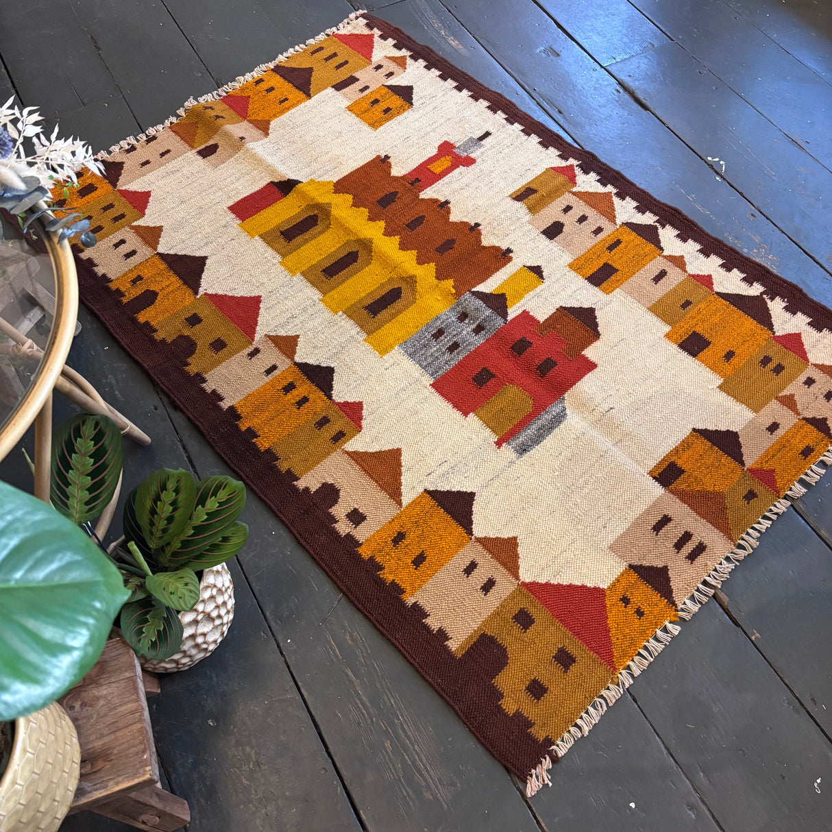 Village scene rug