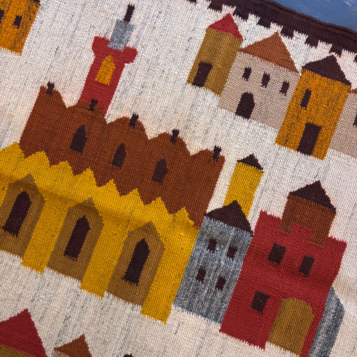 Village scene rug