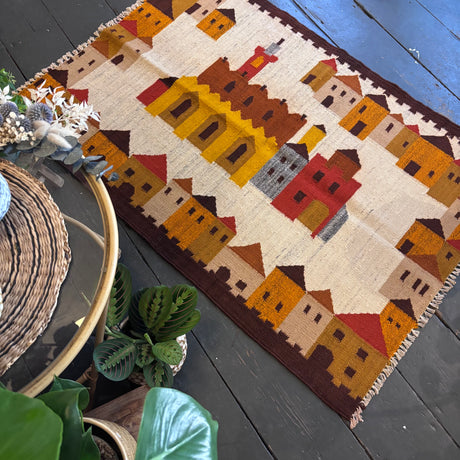 Village scene rug