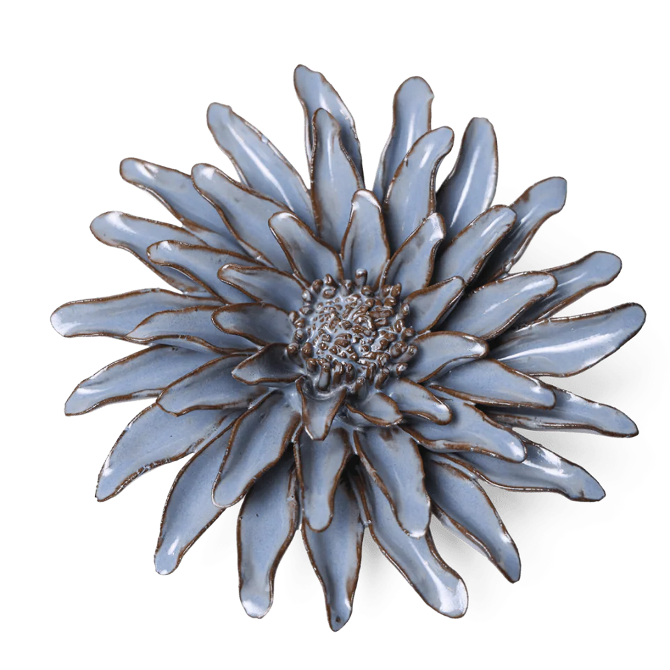 Blue Grey Gerbera Daisy ceramic flower