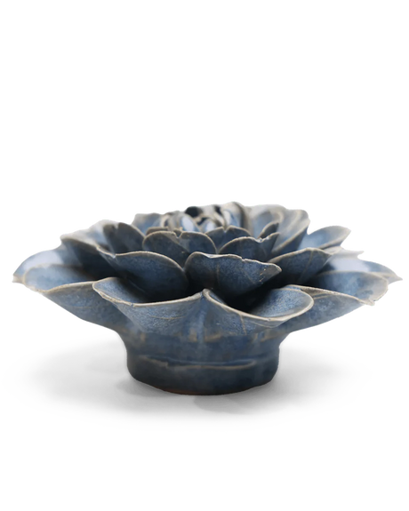 Blue Fiesta Marigold ceramic flower