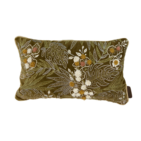 Hand embroidered cushion (leaf)