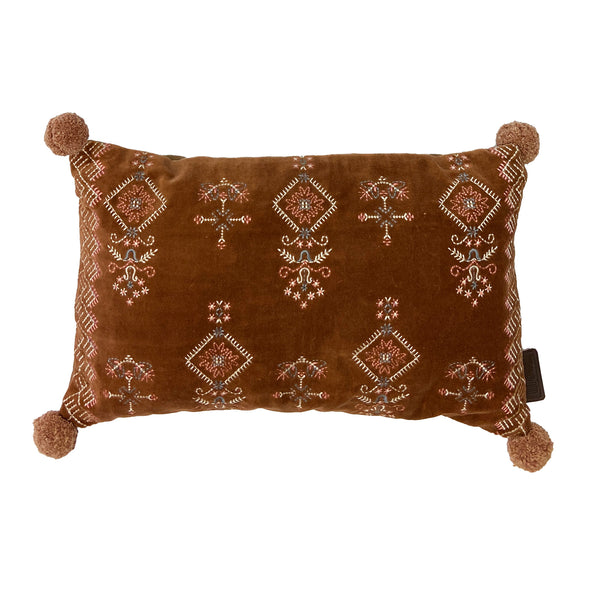 Hand embroidered cushion (rust & apricot)
