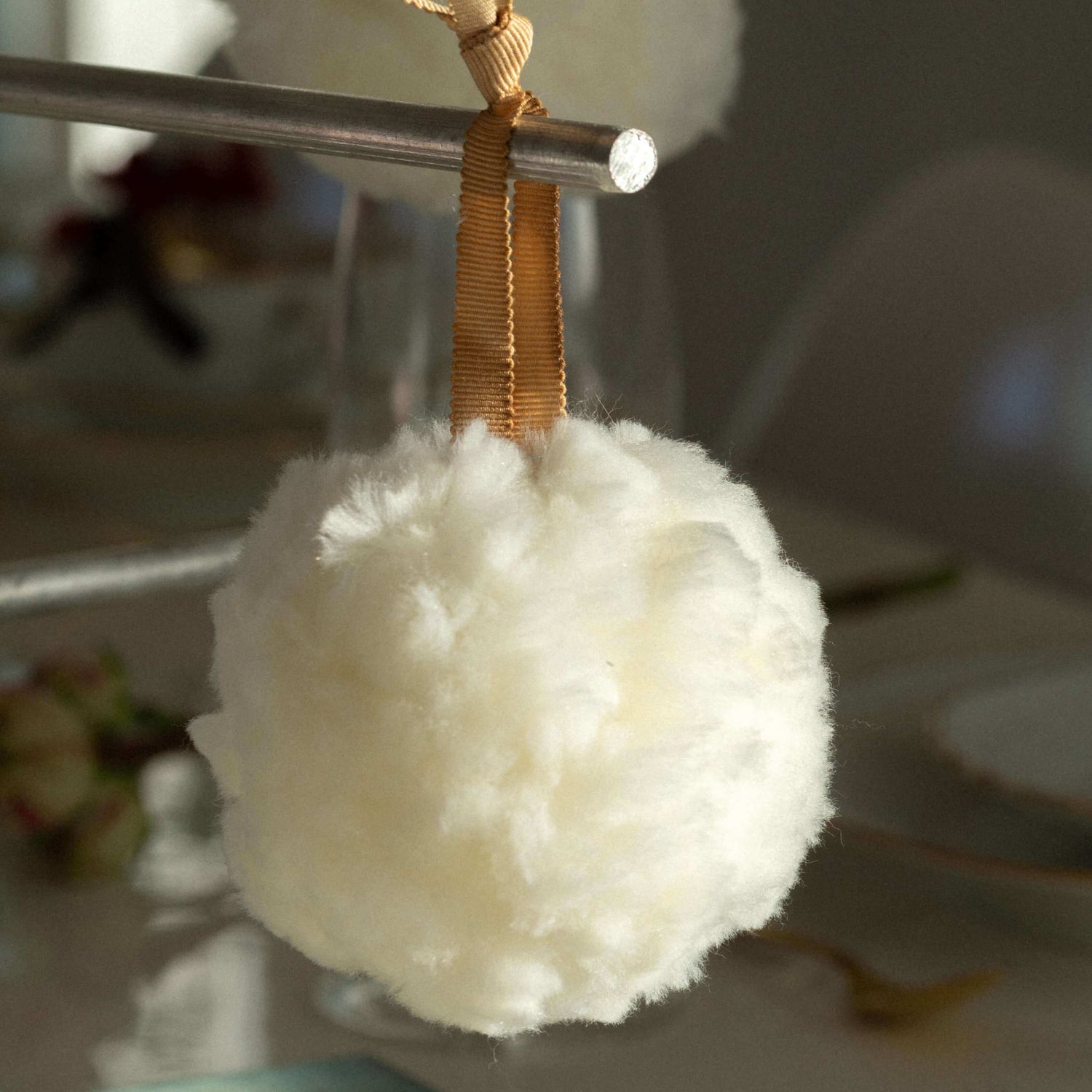 Merino wool snowball decoration