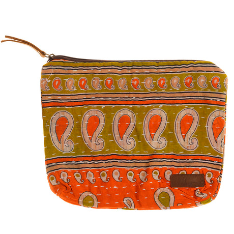 Upcycled sari kantha pouch (Large)