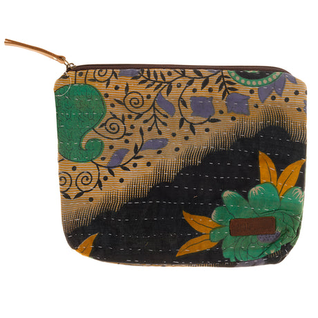 Upcycled sari kantha pouch (Large)