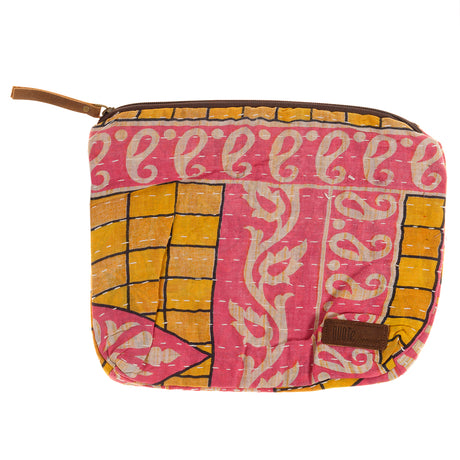 Upcycled sari kantha pouch (Large)