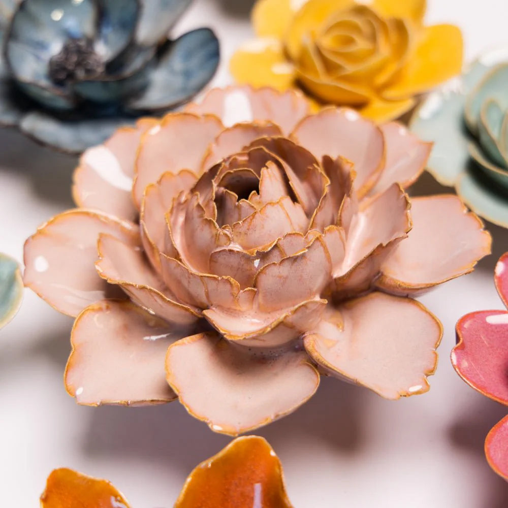 Pink Zinnia ceramic flower