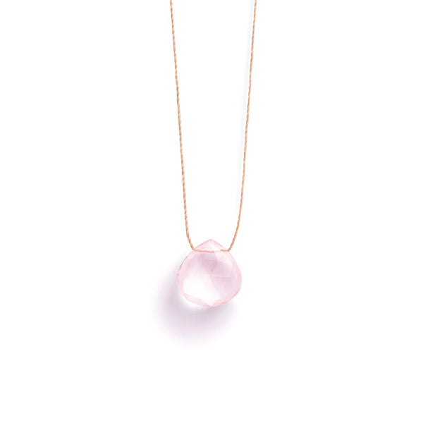 Rose quartz fine cord necklace