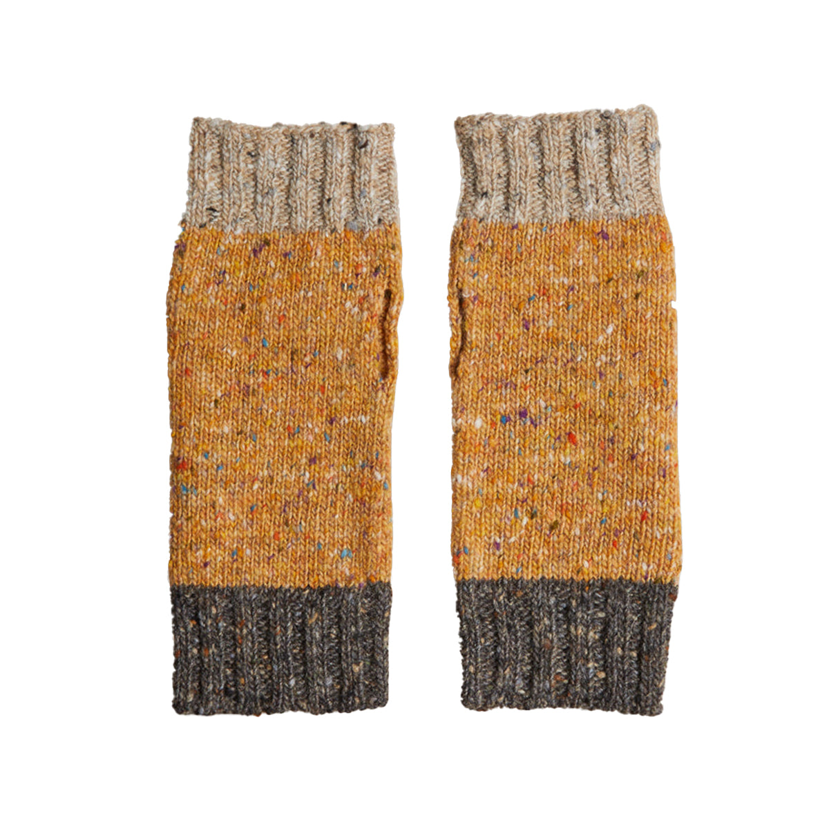 Donegal wool wrist warmers (yellow confetti)