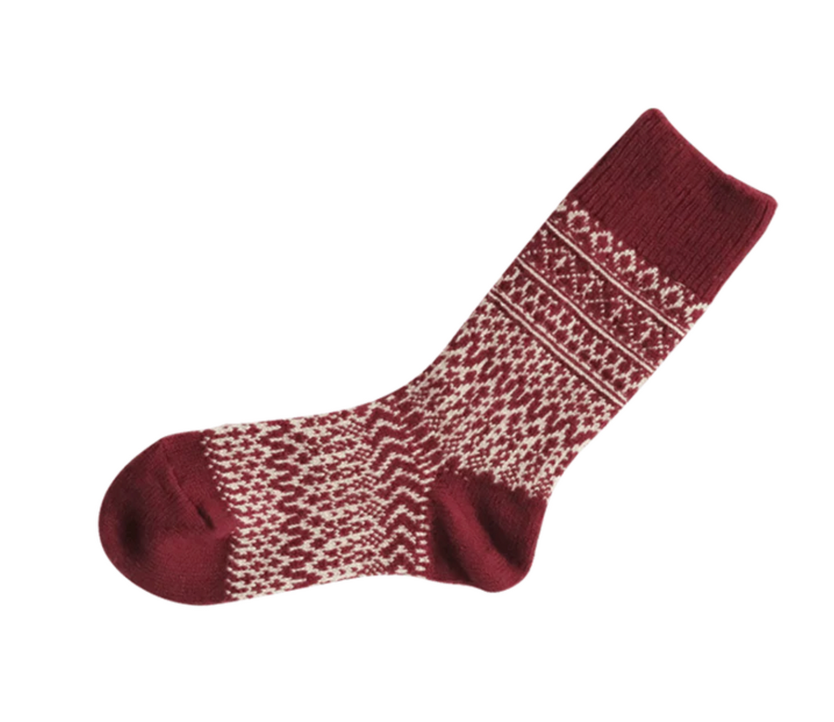 Jacquard wool socks (wine)