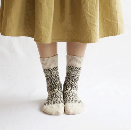 Jacquard wool socks (oatmeal)