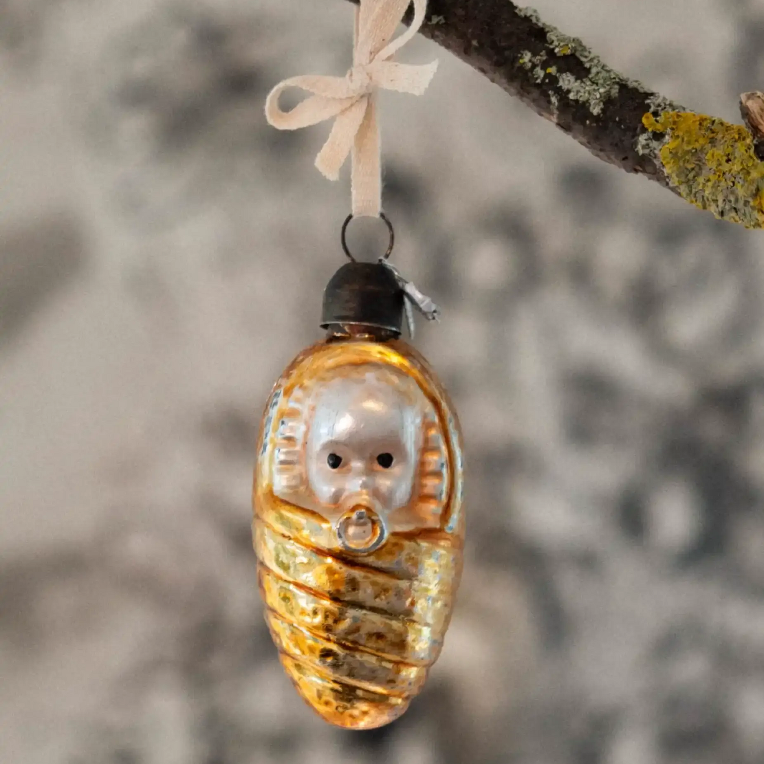 Swaddled baby glass decoration