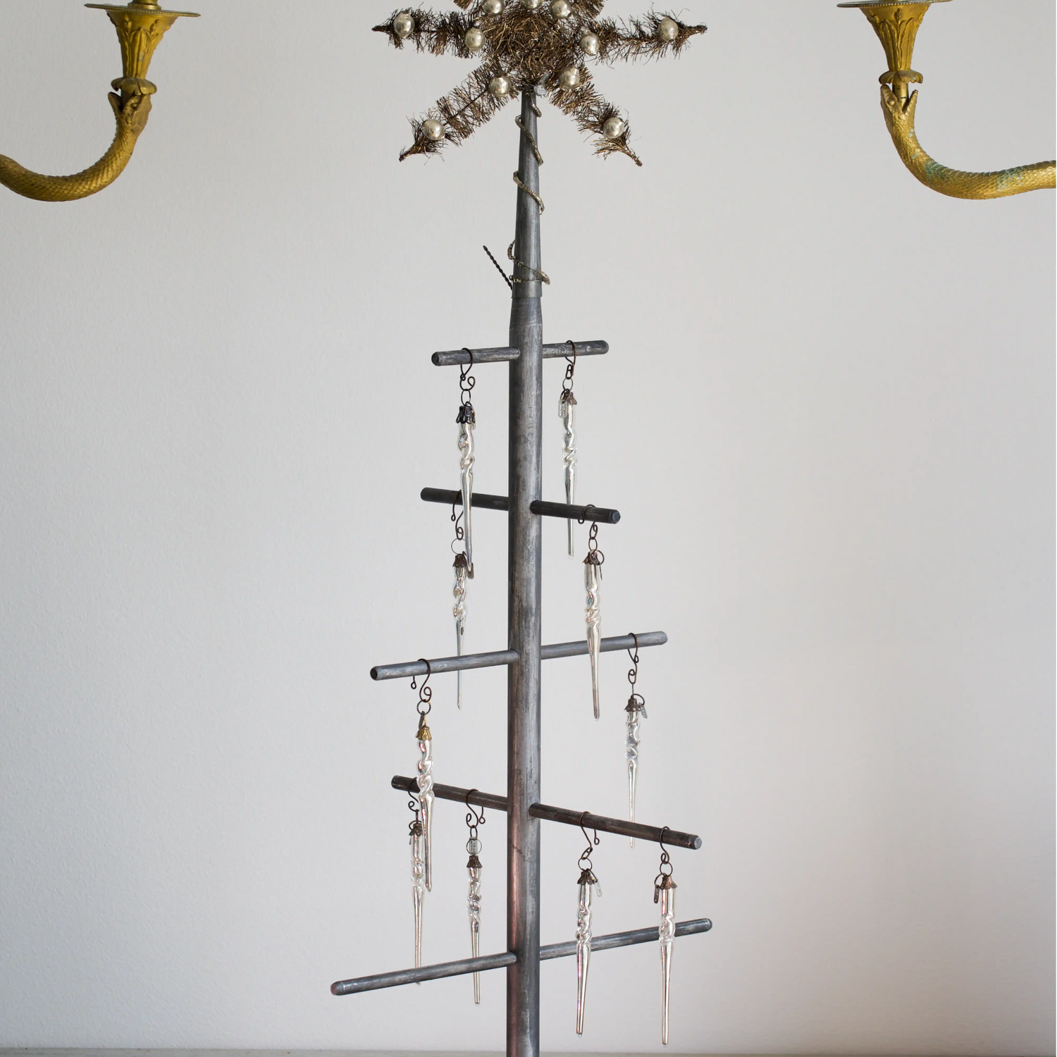 Mouth blown twisted glass icicle