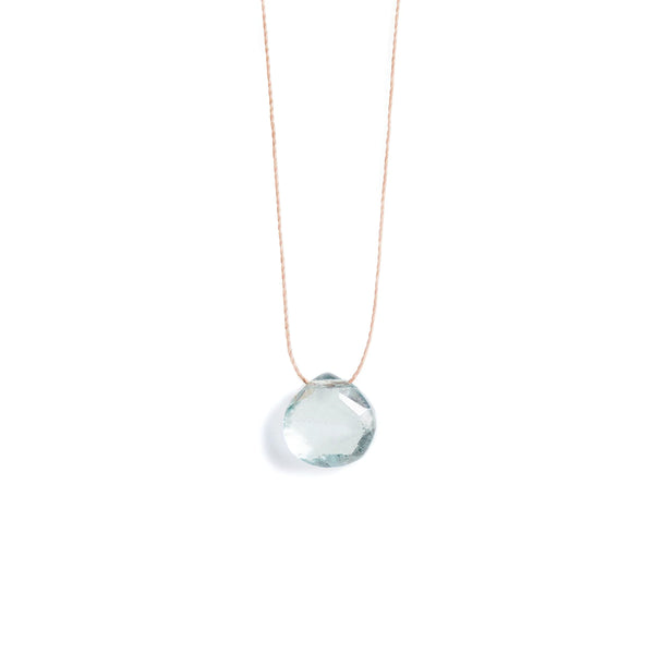 Aquamarine fine cord necklace