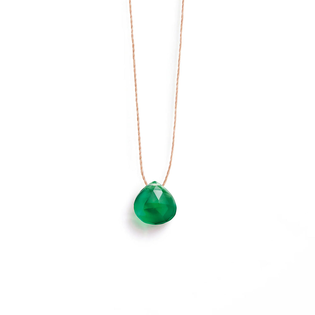 Green onyx fine cord necklace