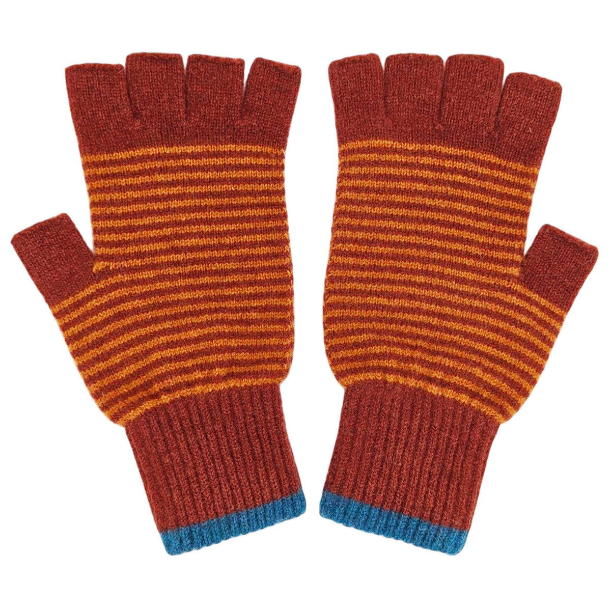 Lambswool fingerless gloves (rust)