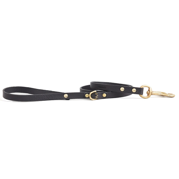 Skinny leather dog leash (black)