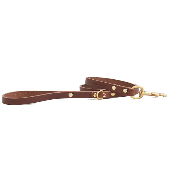 Skinny leather dog leash (brown)