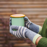 Striped lambswool gloves