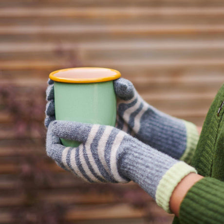 Striped lambswool gloves