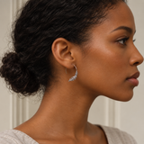 Silver Rosemary Leaf Hoop Earrings