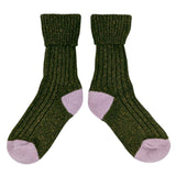 Recycled lambswool & silk blend socks (green)