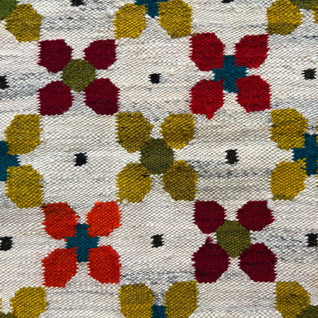 Scandi flower flat weave rug