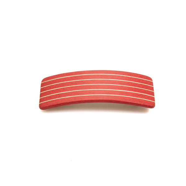 Wooden hair clip (red stripe)