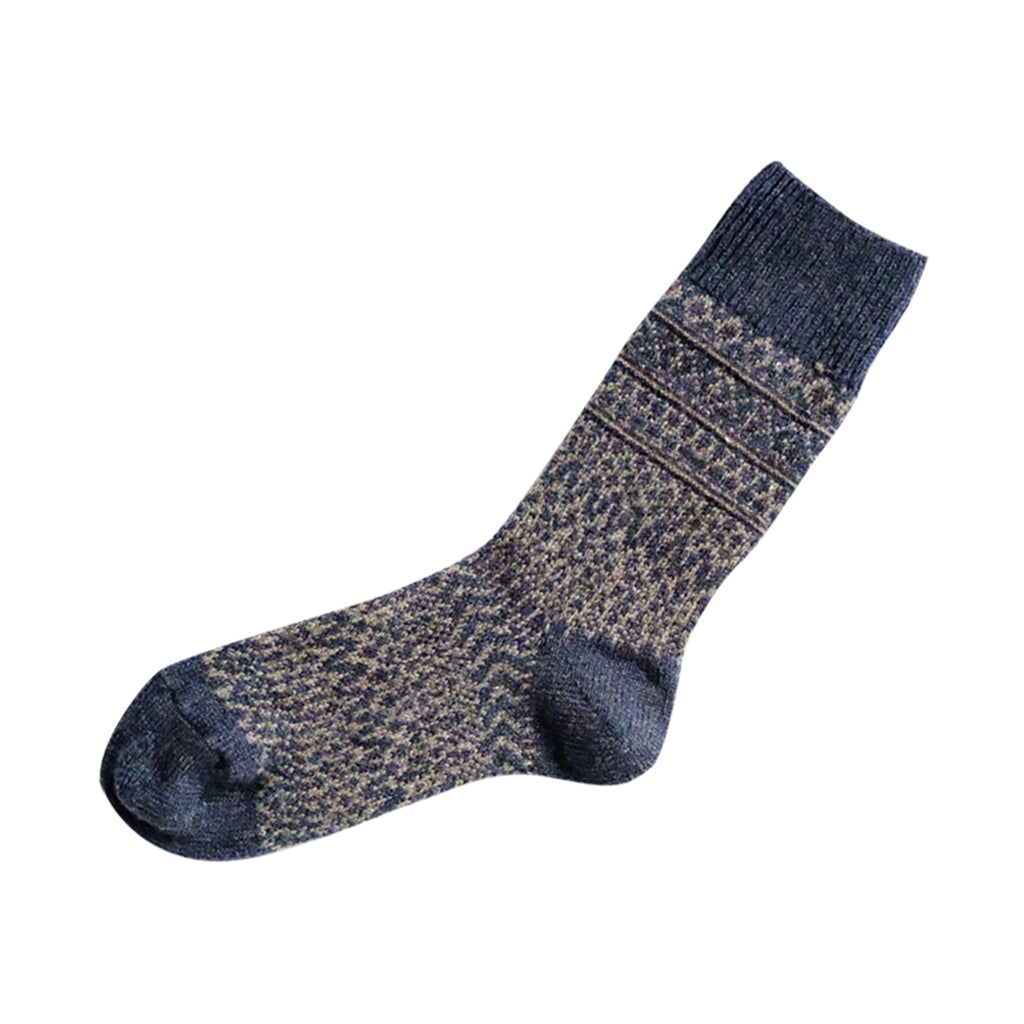 Jacquard wool socks (navy/grey)