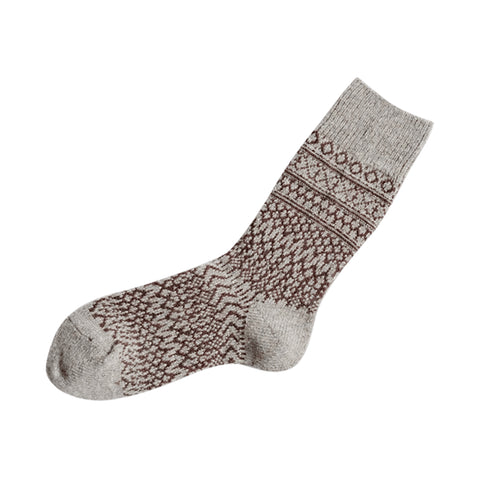 Jacquard wool socks (grey/brown)