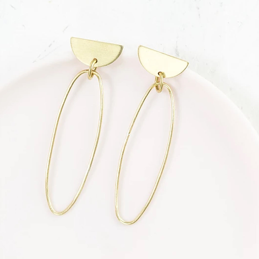 Oval statement earrings (brass)