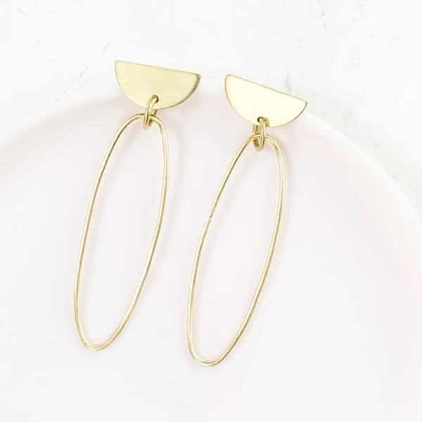 Oval statement earrings (brass)